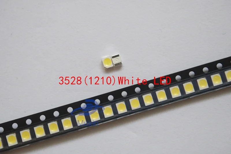 

200PCS/LOT 1210 white 3528 SMD LED bright white light-emitting diodes 5000-7000k 6-7lm 2000-2200mcd 2.8-3.6v 3528 Cool white