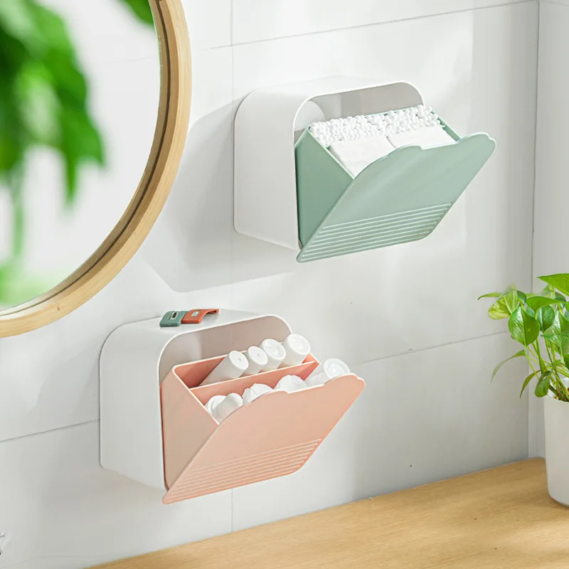 

Nail-free wall-mounted sanitary napkin cosmetic cotton multi-purpose compartment sealed dust-proof storage box
