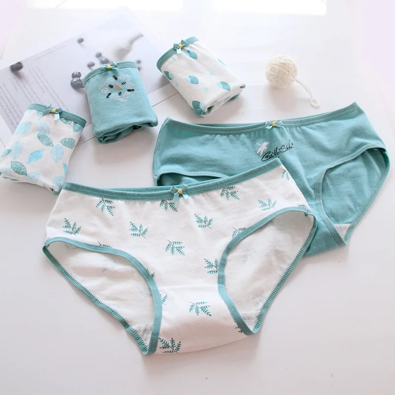 Хлопковые трусы женские повседневные с принтом листьев сексуальное нижнее белье