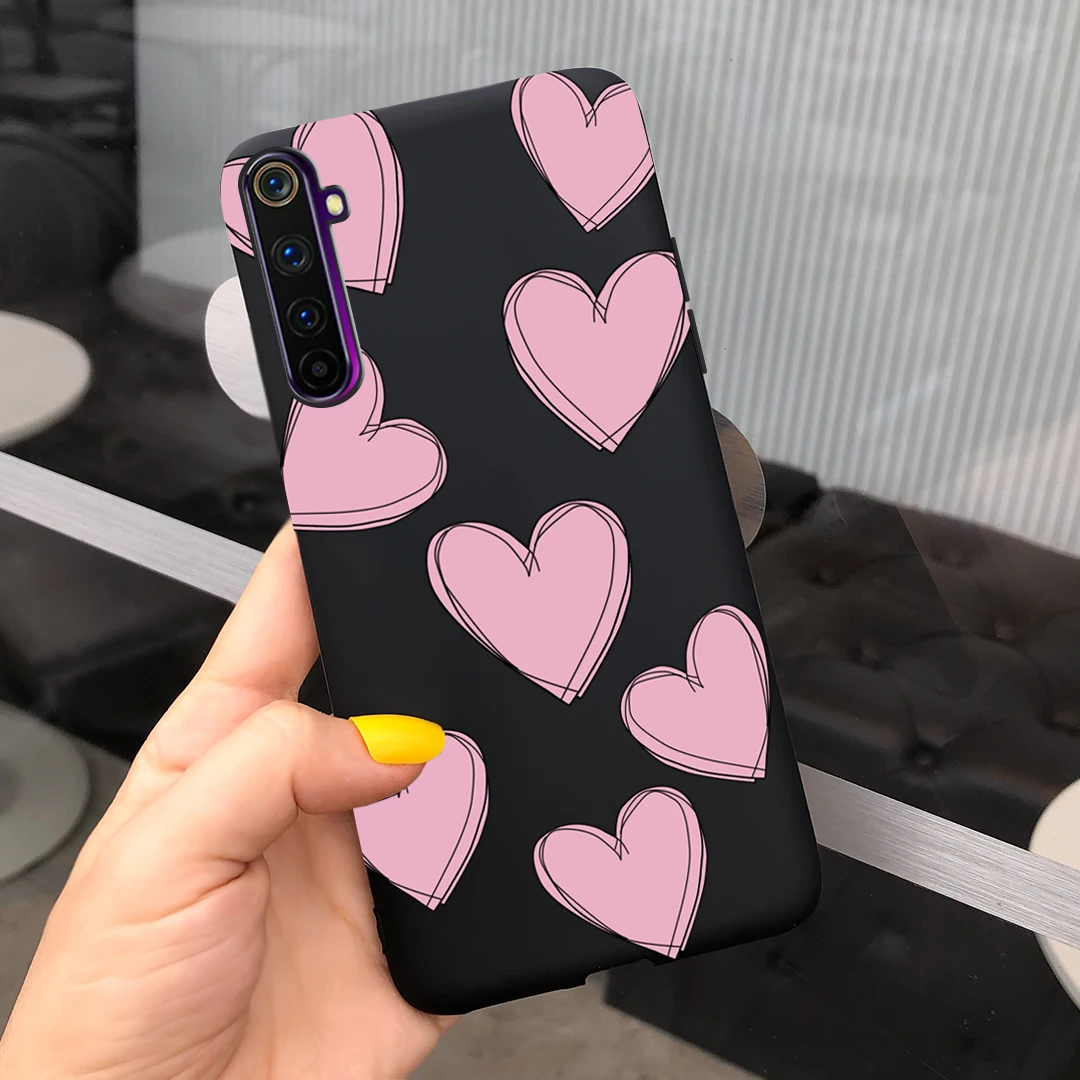Симпатичный чехол для телефона Realme 6 6i 6S с сердечком, из матового силикона TPU на задней стенке, Funda для Realme Pro, с бампером на Realme6 i 6s.