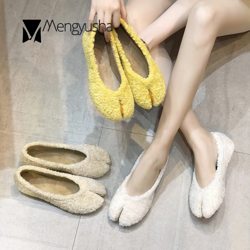 Женская обувь на плоской подошве таби ниндзя сезон осень зима новинка теплая