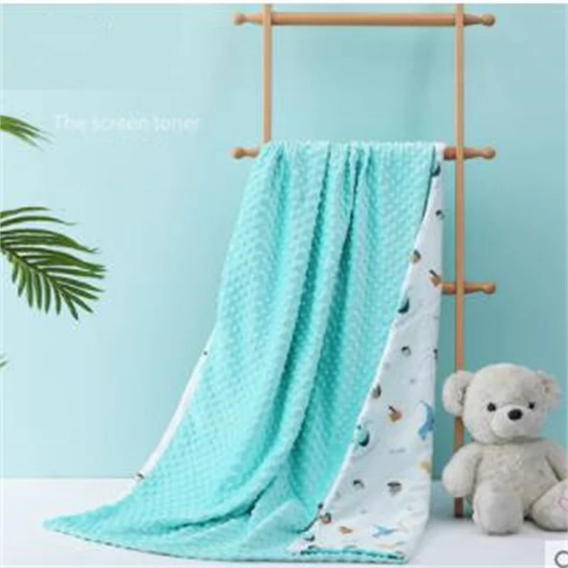 

2021 Newest Baby Air Conditioner Coral Fleece Quilt Soothing Peas Blanket