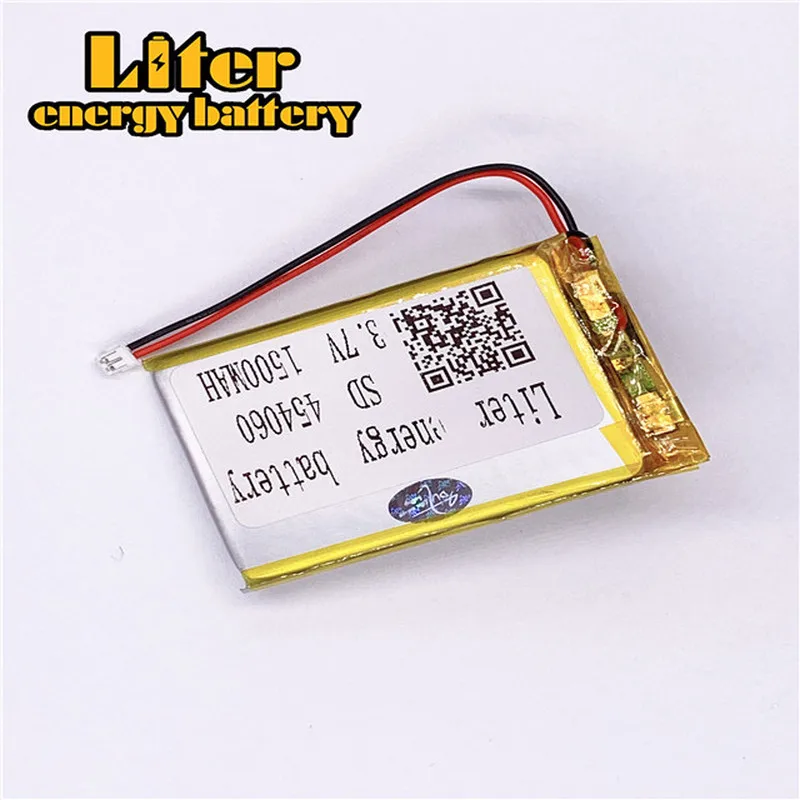 Лидер продаж литиевая перезаряжаемая батарея lipo 1 5 мм 2 контакта 3 7 в 454060 1500 мАч