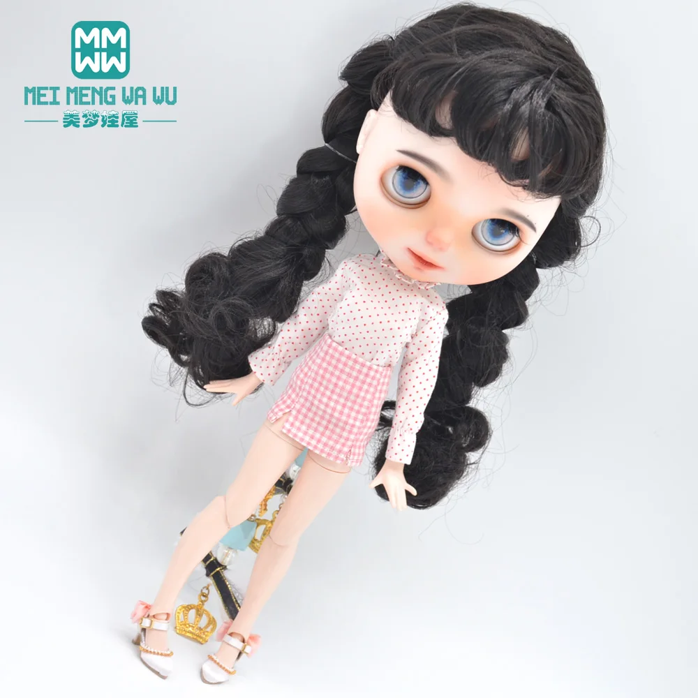 

Blyth doll clothes Fashion leather clothing, T-shirts, miniskirts for 28-30cm Azone 1/6 doll accessories