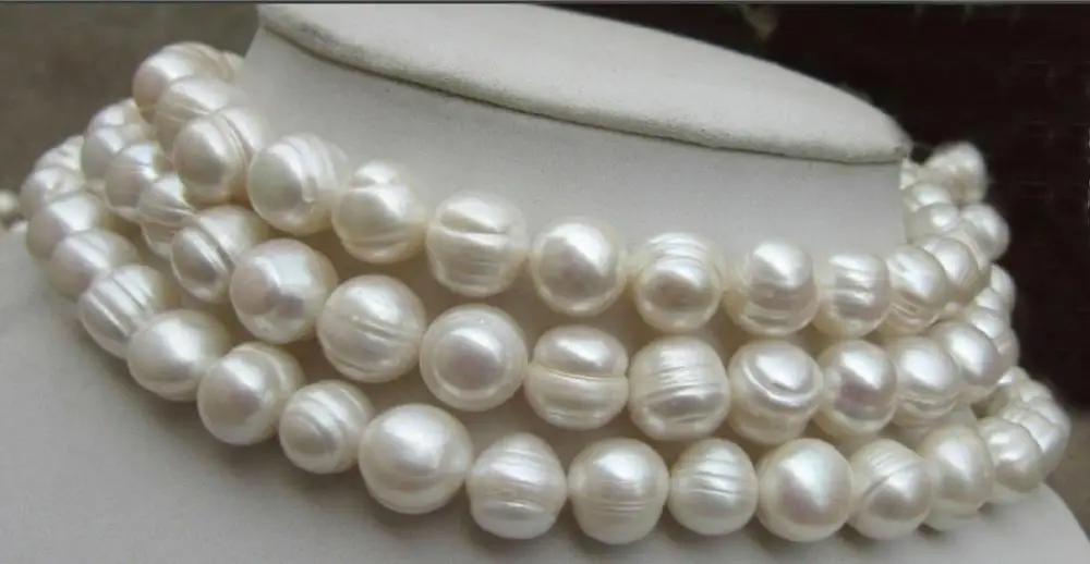 

Natural 10-11mm White south sea Baroque Pearl Necklace 50"