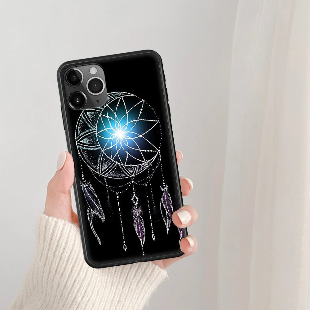 

Sisyber Feather Dream Catcher Phone Case For IPhone 5 5S SE 5C 6 6S 7 8 Plus X XS XR 11 12 Mini Pro Max 2020 black Cell Fashion