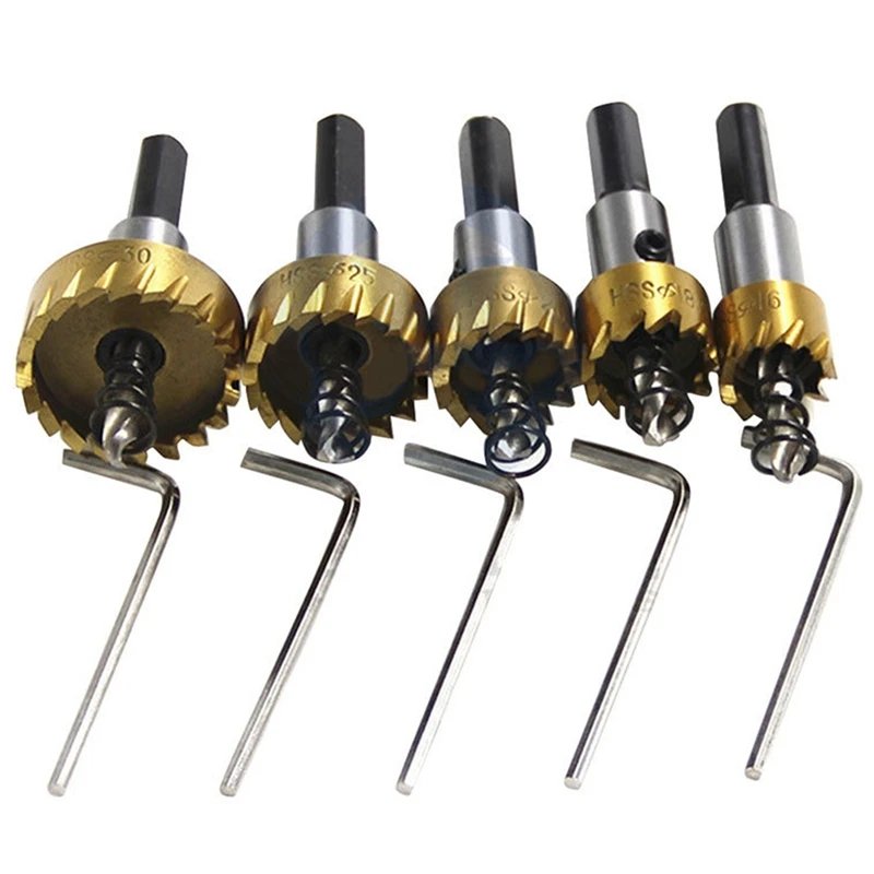 

5Pc High Speed Steel Hole Opener Sheet Metal Reaming 16-30mm Titanium Plated Hole Opener Stainless Steel Hole Opener Set