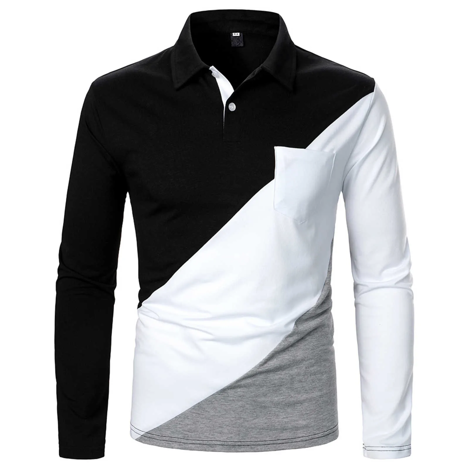 Autumn Men's Polo Shirt New Solid Color Long Sleeve Casual Polo Shirt Men's Fashion Autumn Lapel Breathable Top Loose Large Size
