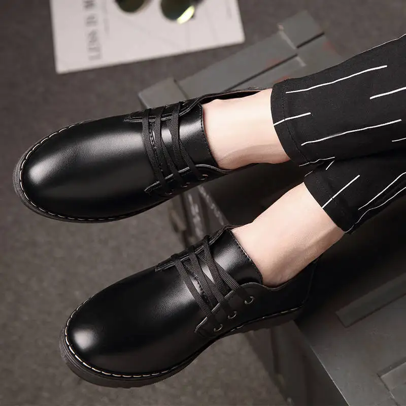 

2021 Spring Autumn New Men's Business Casual Leather Shoes Round Toe Lace-up PU Shoes Size 39-44 Suitable for Any Occasion