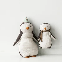 handmade penguin cloth toy baby home ornament cozy cuddling animal doll for newborn penguin mum and baby cotton linen soft doll