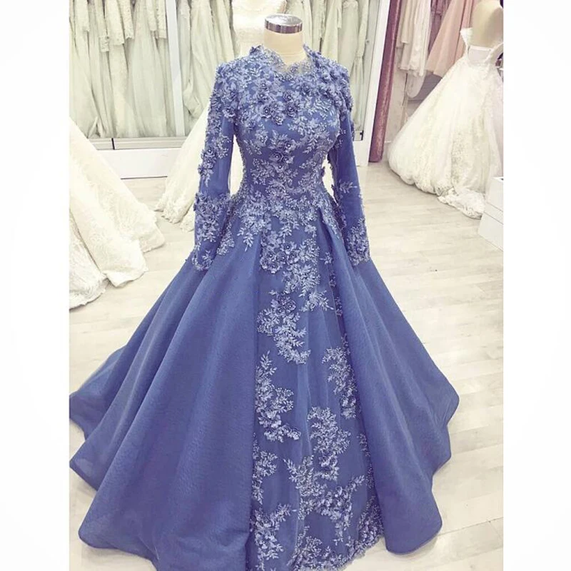 

Real Long Evening Dresses 2021 Sexy Beaded Lace Long Sleeve Arabic Dubai Women Fomral Evening Gowns Abenkleider robe de soiree