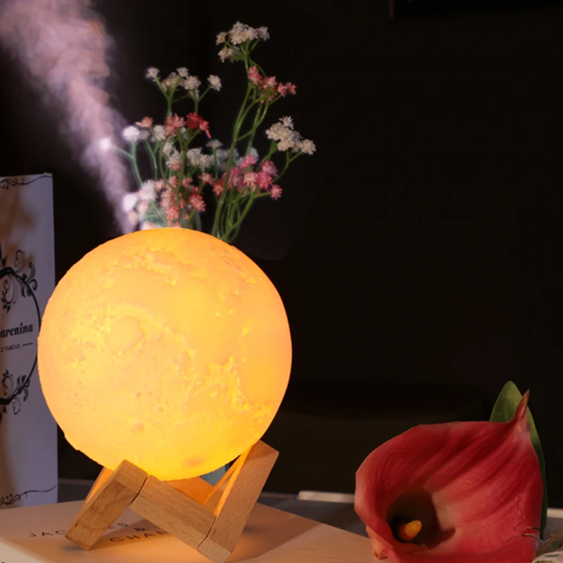 

880ML Moon Lamp Humidifier Simulation 3D Moon Night Light Ultrasonic Air Humidifier Dimmable USB Humidificador Mist Maker