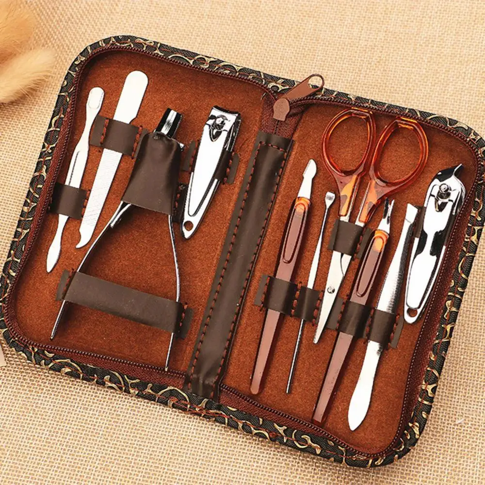 

10Pcs Stainless Steel Nail Clipper File Scissor Ear Pick Manicure Set Professional Pedicure Tool Kit