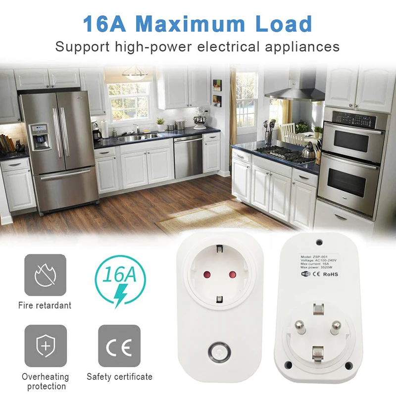 WIFI smart plug 16A EU WiFi Socket With Timing APP Control Compatible Alexa Google Home Mini IFTTT Voice Intelligent | Электроника