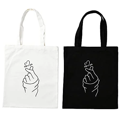 

Fingers Love Gesture Cotton Canvas Tote Bag,Retro Aesthetic,Women Tote,Reusable Grocery Shopping Bags Suit for Gift