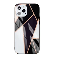 luxury geometric marble pattern glass case for iphone 7 8 plus x xs xr 11 pro 12 pro promax hard shockproof case