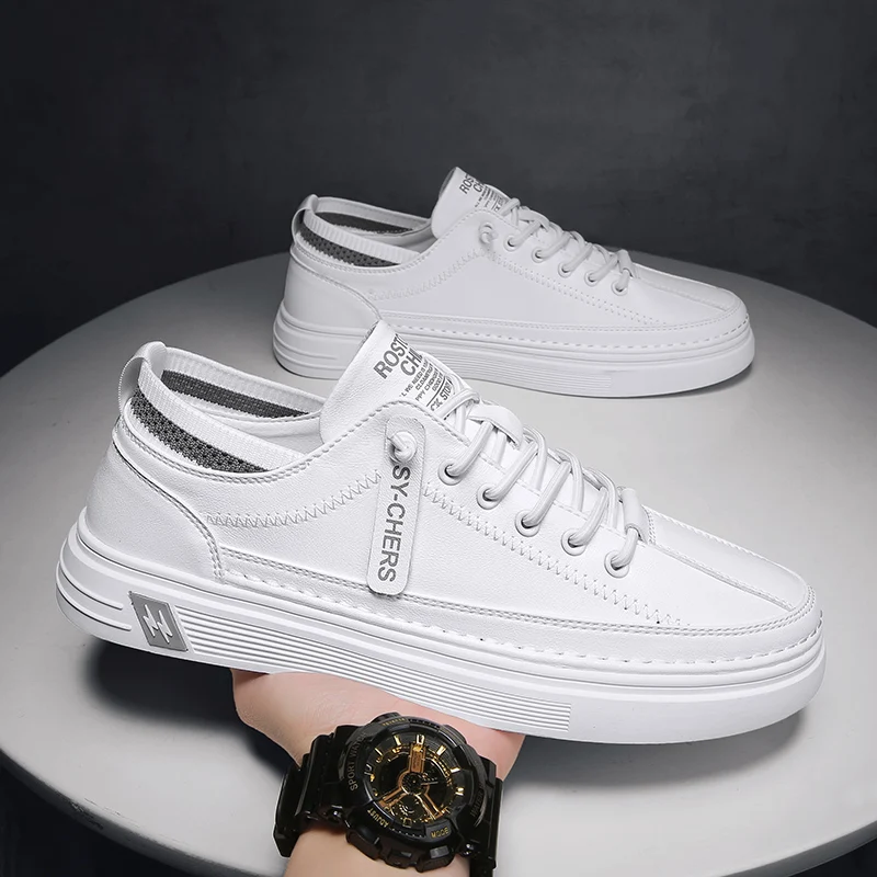 

Men's Skateboard Shoes Fashion Leather Breathable Sneakers Outdoor Sport Personality Casual Lace-up Shoes All-match Men Shoes