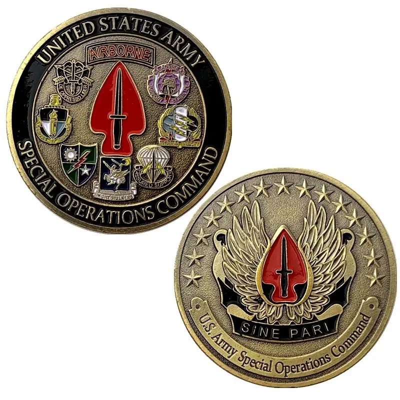 

U.S Glory Airborne Blue Bronze Commemorative Coin Collectible Coin Embossed Land War Coin Commemorative Medal Lucky Hero Gift