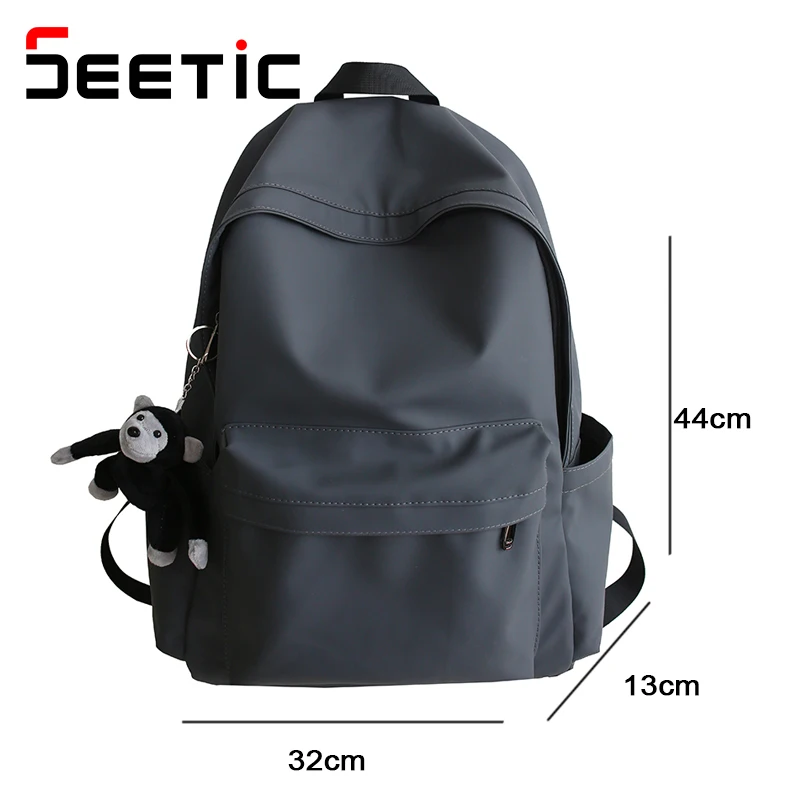 

SEETIC Oxford Waterproof Backpack Large Capacity Laptop Bag Female Student School Bag Unisex Quality Solid Color Backpack Women
