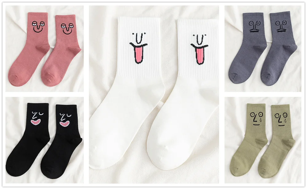 5 pairs 5 пар/упак. унисекс сюрприз Средние мужские носки Harajuku ColorfulWinter смешные мужские носки 100 Хлопок Kawaii Размер 35-42 - Цвет: 5 pairs