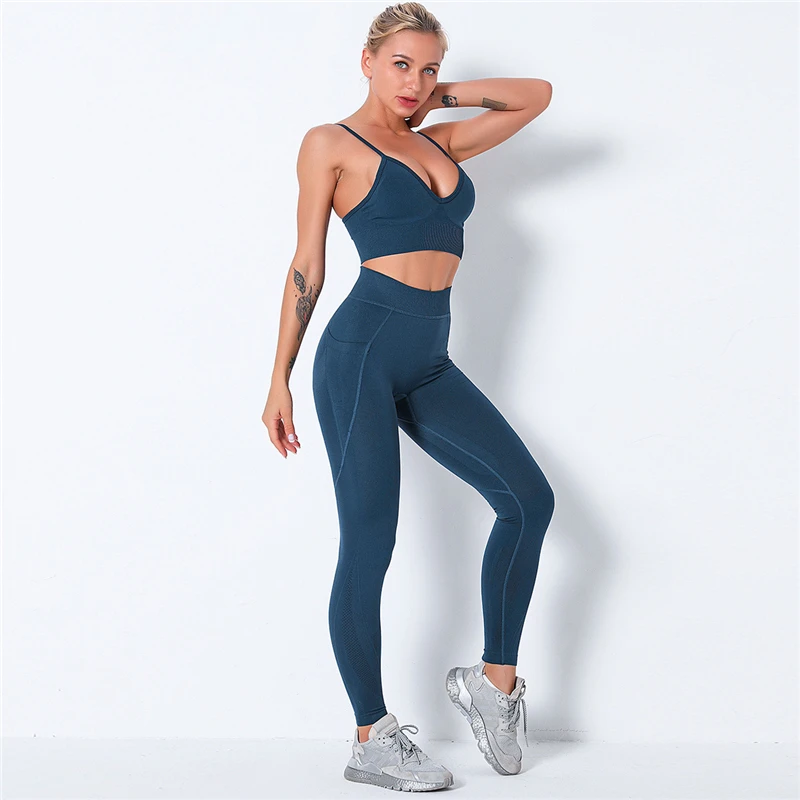 

Seamless Black Gray Green Women's Sexy Yoga Set 2021 Fashion Running Training Jogging Workout Suit Push Up Slim Yoga Pants