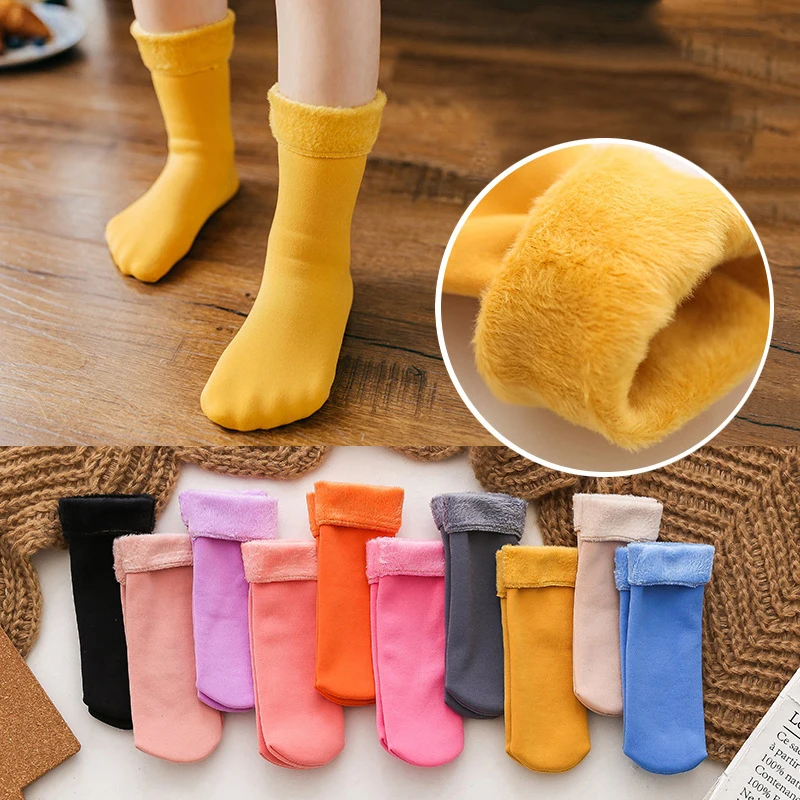 Детские бесшовные бархатные сапоги носки для сна пола телесные черные зимние