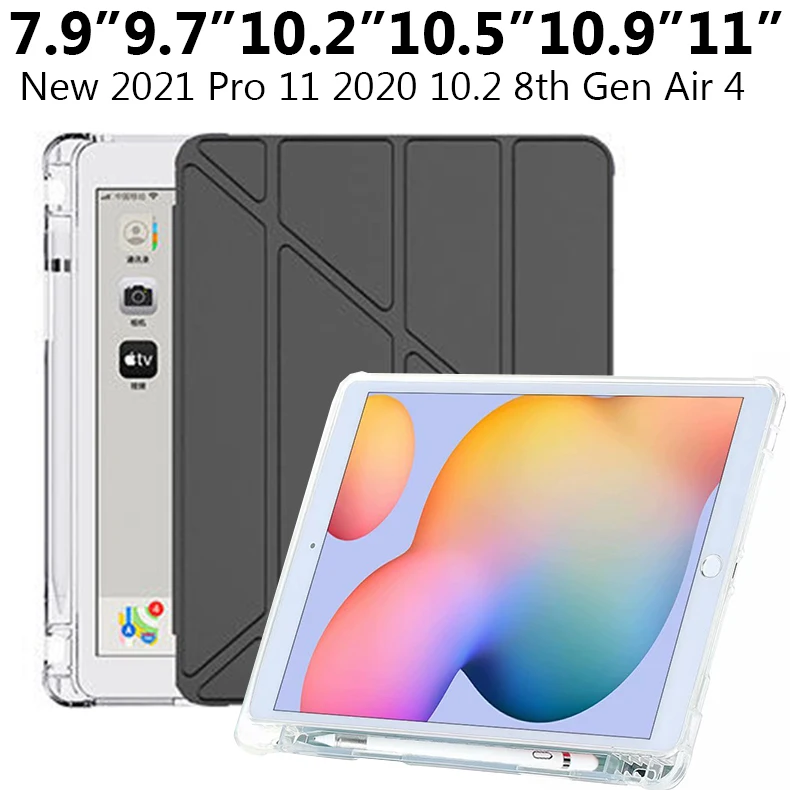 

For iPad Pro 11 M1 10.5 2021 10.2 inch 2020 7th 8th Gen Case Cover For iPad 9.7 5th 6th Gen Air 4 3 2 Case with Pencil Holder