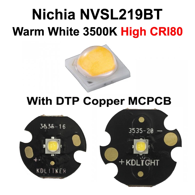Nichia 219BT теплый белый 3500K CRI80 светодиодный излучатель с KDLITKER DTP медный MCPCB (1