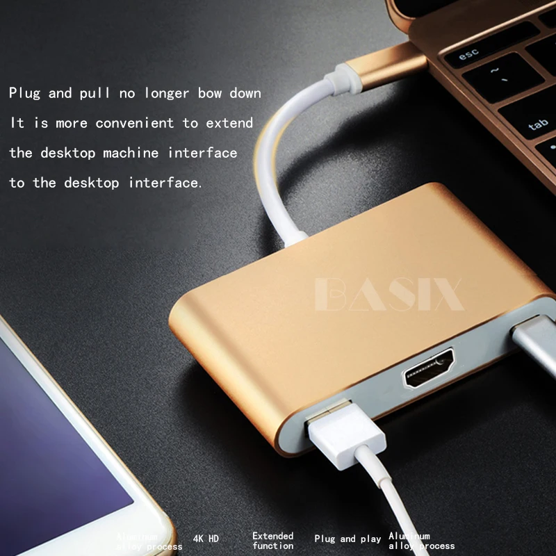 Адаптер-концентратор BKSCY Usb Type-C 3-в-1 USB-концентратор в HDMI 3 0 гнездовой адаптер с