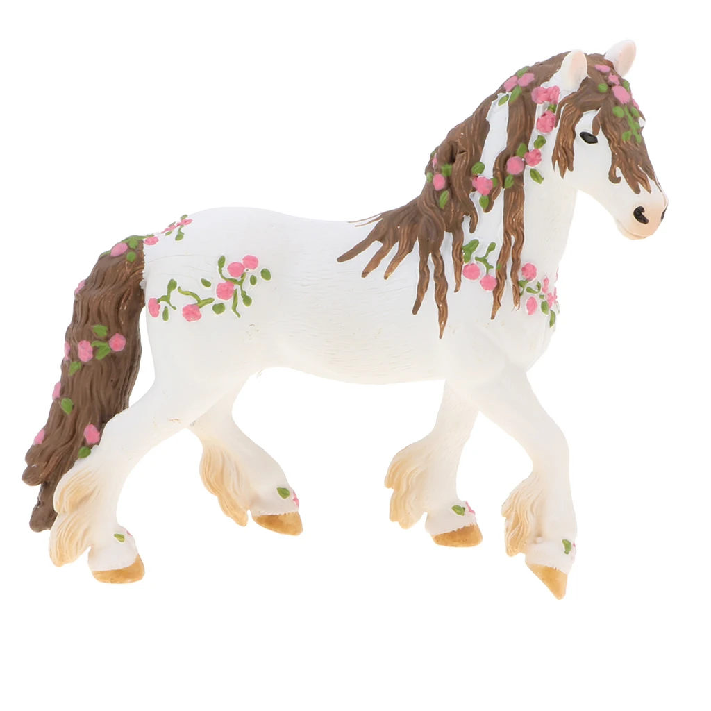 

Realistic Wild Animal Model Figure Kids Toy Gift - Elven Horse with Flower