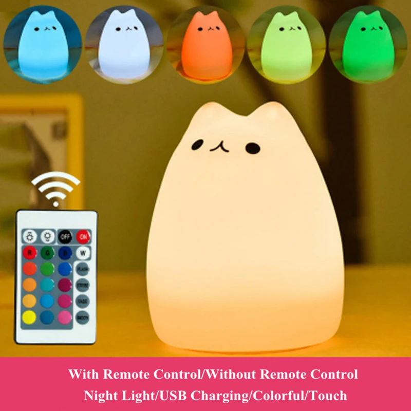 Силиконовый сенсорный Сенсор кошка светодиодный ночной Светильник для детей