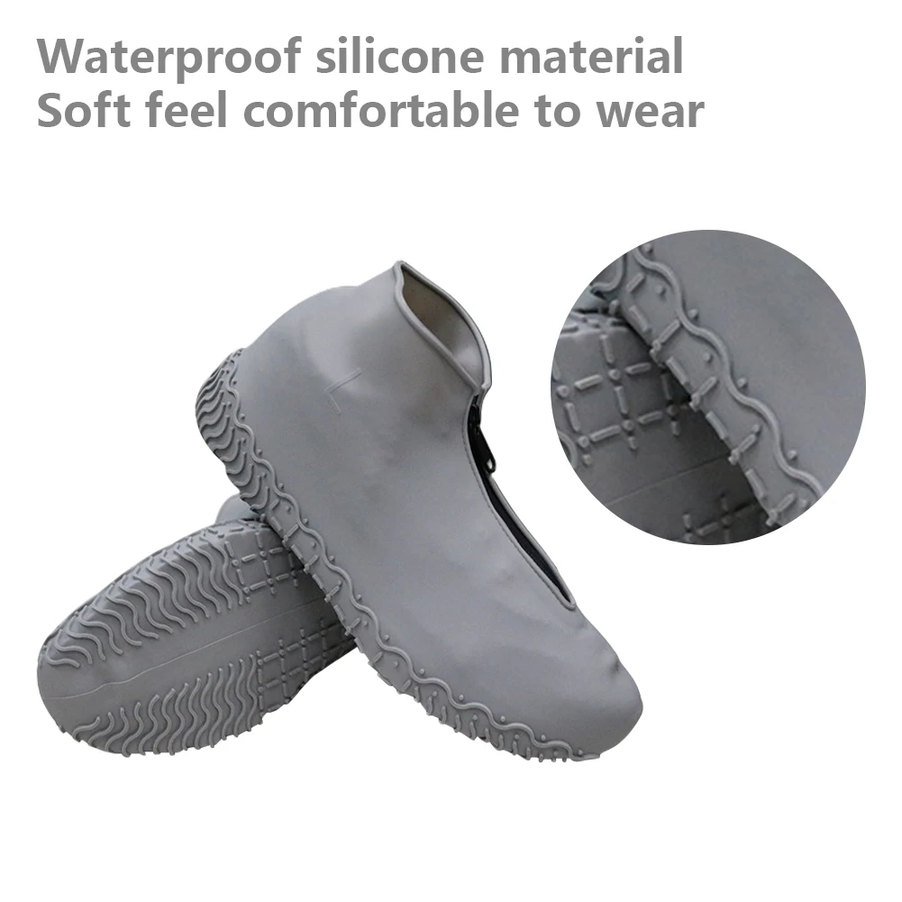 

Men Women Reusable Non Slip Home Washable Waterproof Silicone Shoe Cover Rain Day With Zipper Protective Accessories Soft Sports