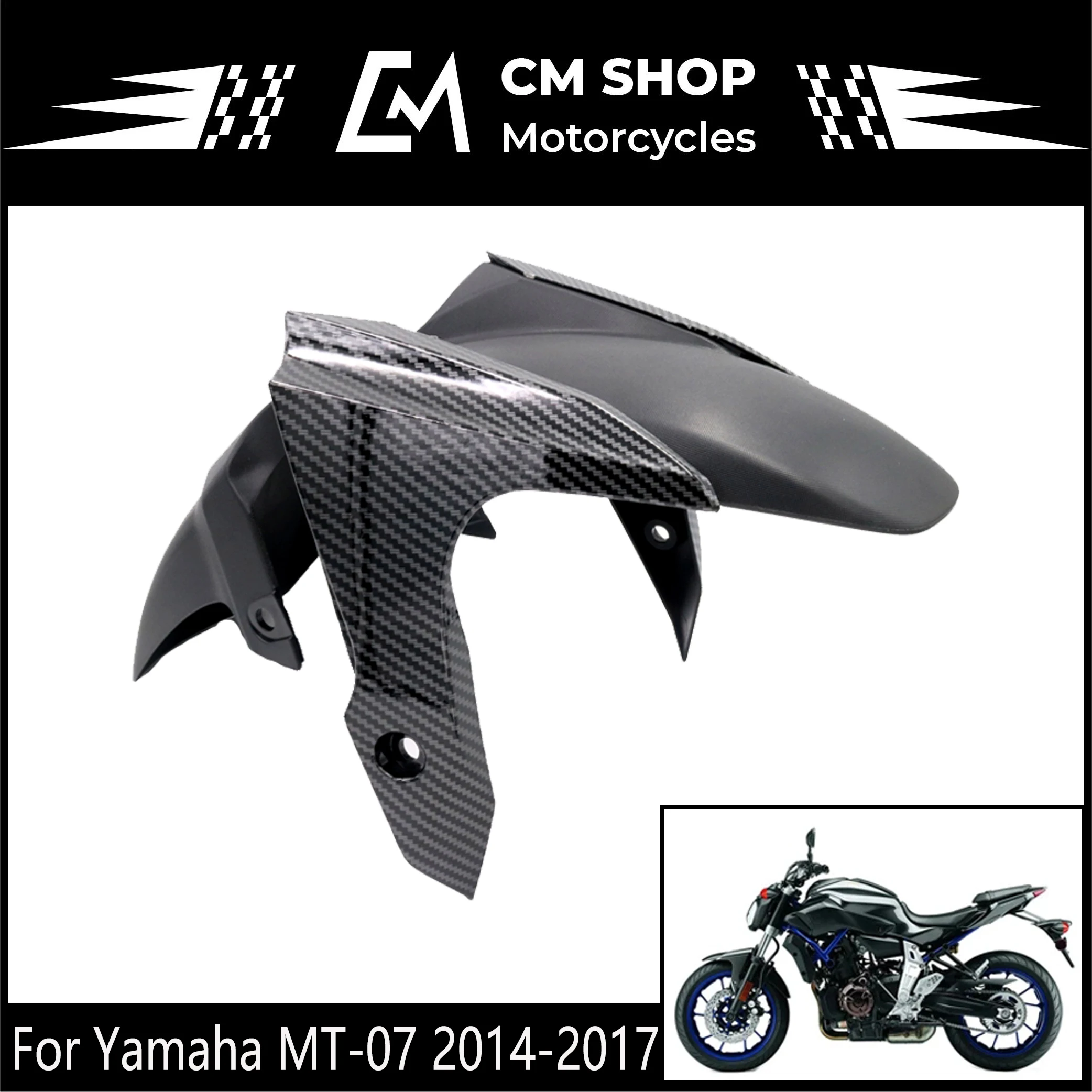 For Yamaha MT-07 Motorcycle Parts Front Fender Splash Cover Black Carbon Weld MT07 2014 2015 2016 2017
