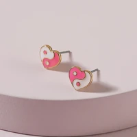 sweet multi color oil drop heart yin yang earrings simple cute colorful tai chi earrings for women fashion jewelry