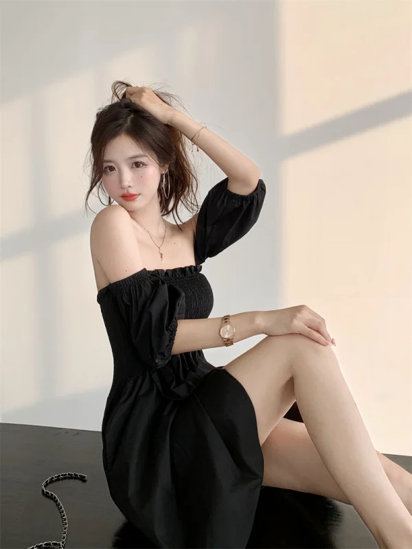 

Выгодная японская Милая Двусторонняя одежда с открытыми плечами и пышными рукавами Real Shot