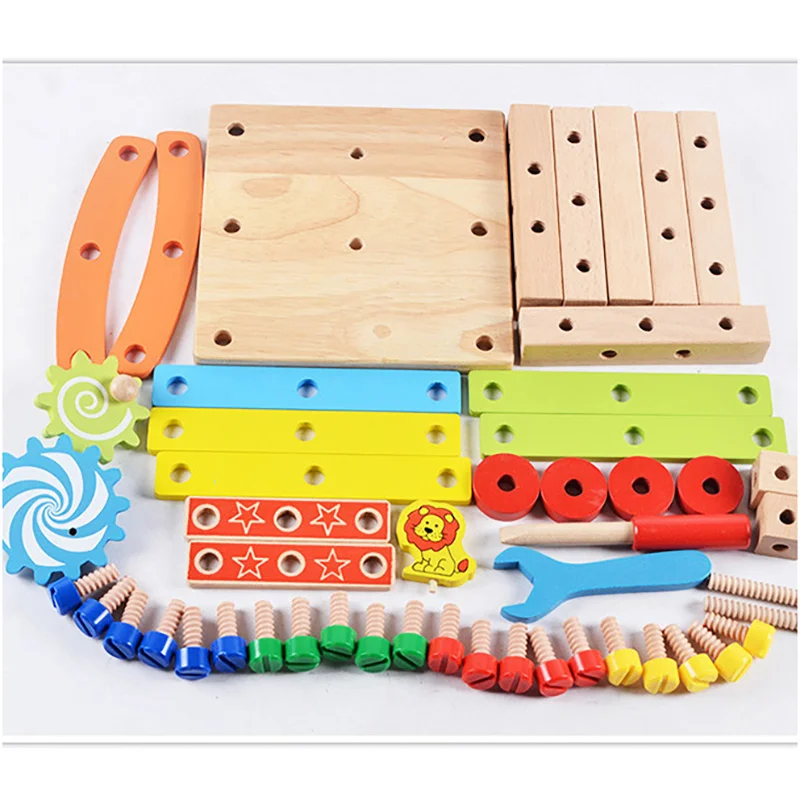 Wooden Assembling Chair Montessori Toys Educational Wood Toy Preschool Multifunctional Nut Combination learning | Игрушки и хобби