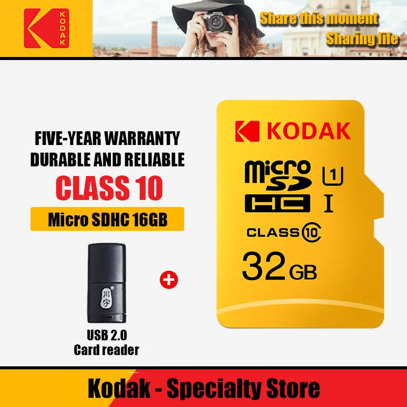 Высокоскоростная флеш карта памяти Kodak tfclass 10 U1 128 Гб 64 ГБ 32 16 высокоскоростной