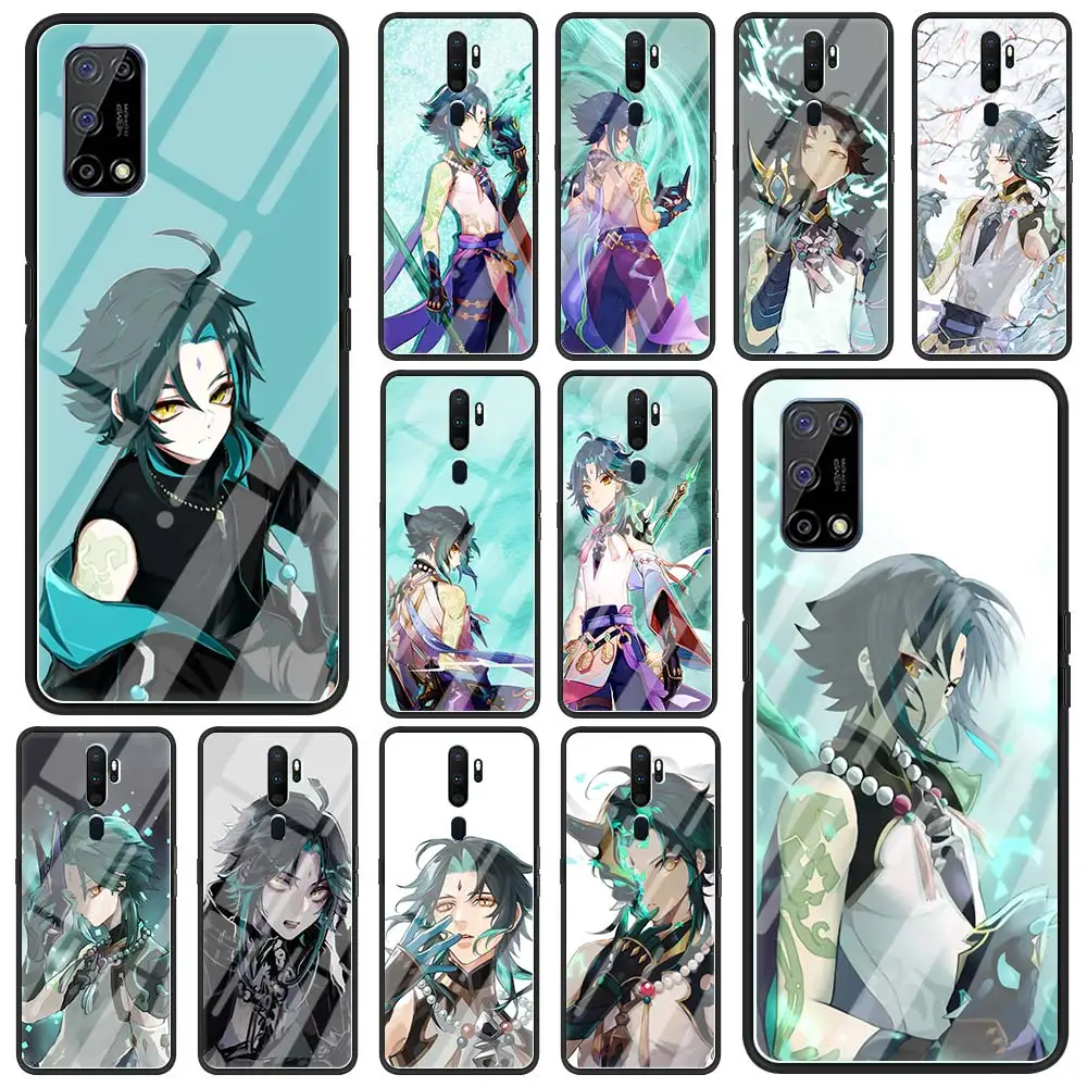 

Phone Case for Realme C3 6 5 7 Pro 7i XT Cover for Oppo A52 Find X2 Lite A9 2020 Glass Shell Funda Coque Genshin Impact Xiao