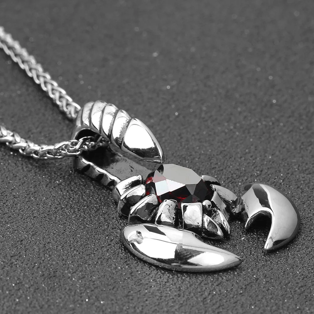 Handsome Scorpion King Ruby Men's Pendant Domineering Exaggerated Alternative Titanium Steel Necklace Boyfriend Gift | Украшения и