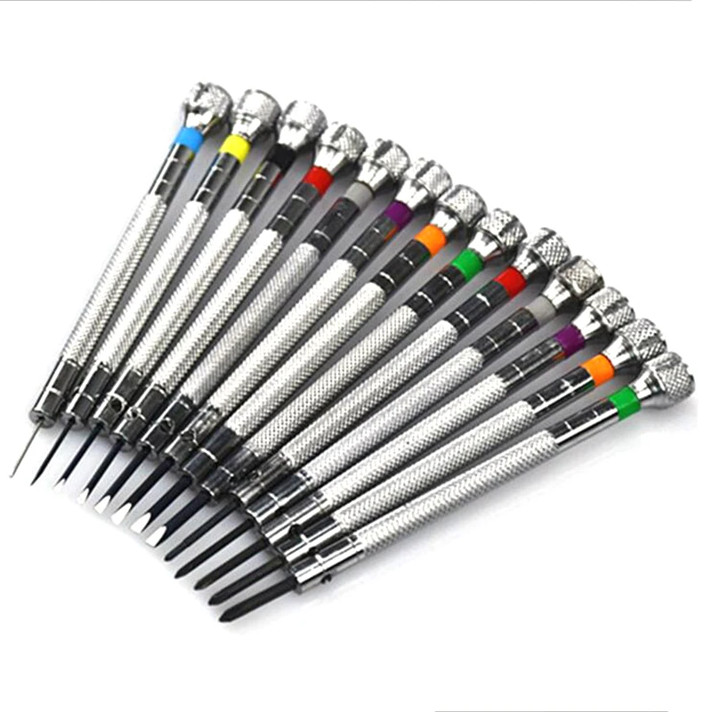 

13PCs Metal 0.6-2.0mm Screwdrivers Set Professional Slotted Cross Screwdriver Kit Watchmakers Watch Repair Tools