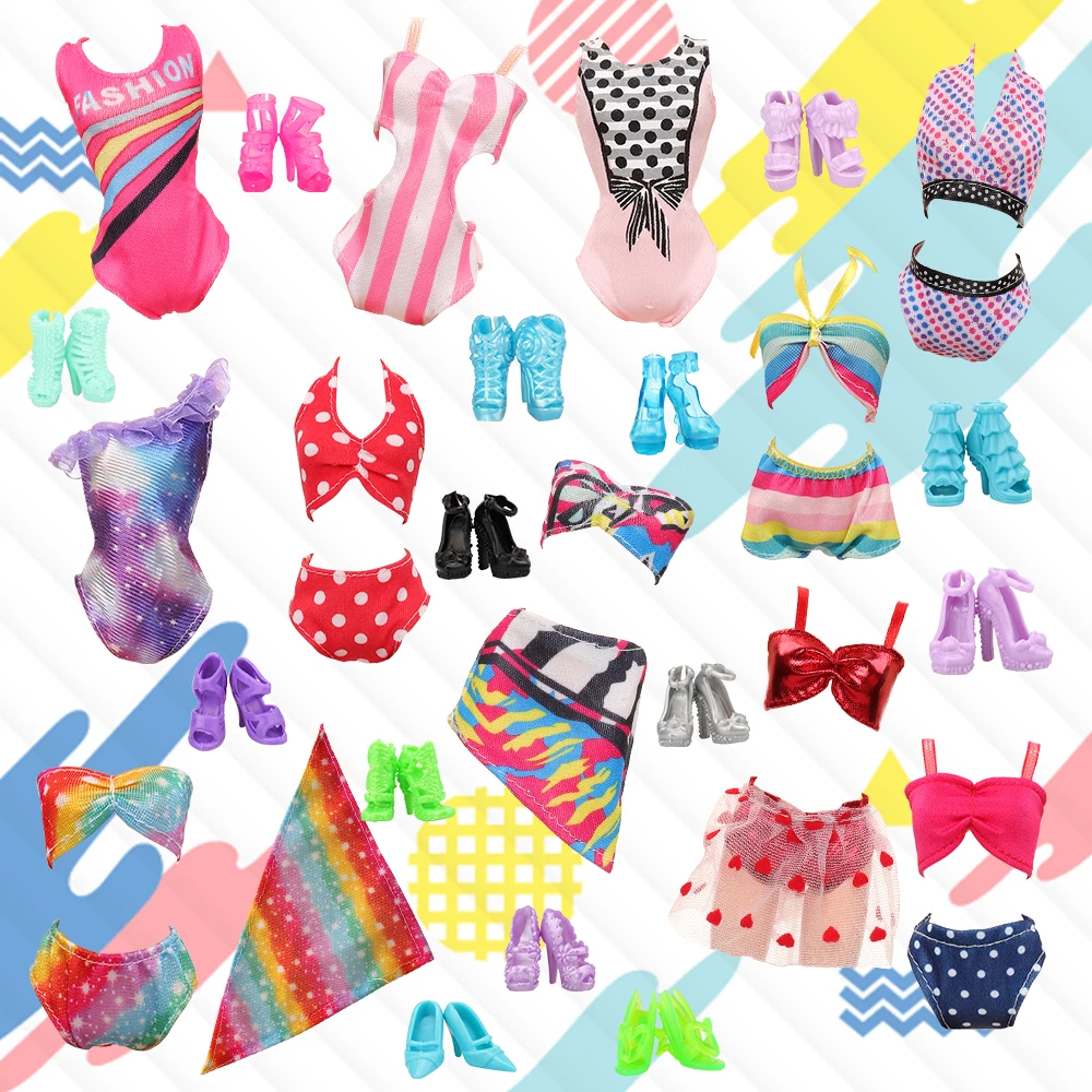 Barwa Fashion Handmade 30 Items/set= Random 4 piece Swimsuit + 6 Split 20 shoes For Barbie Doll Best Gilr Gift | Игрушки и хобби
