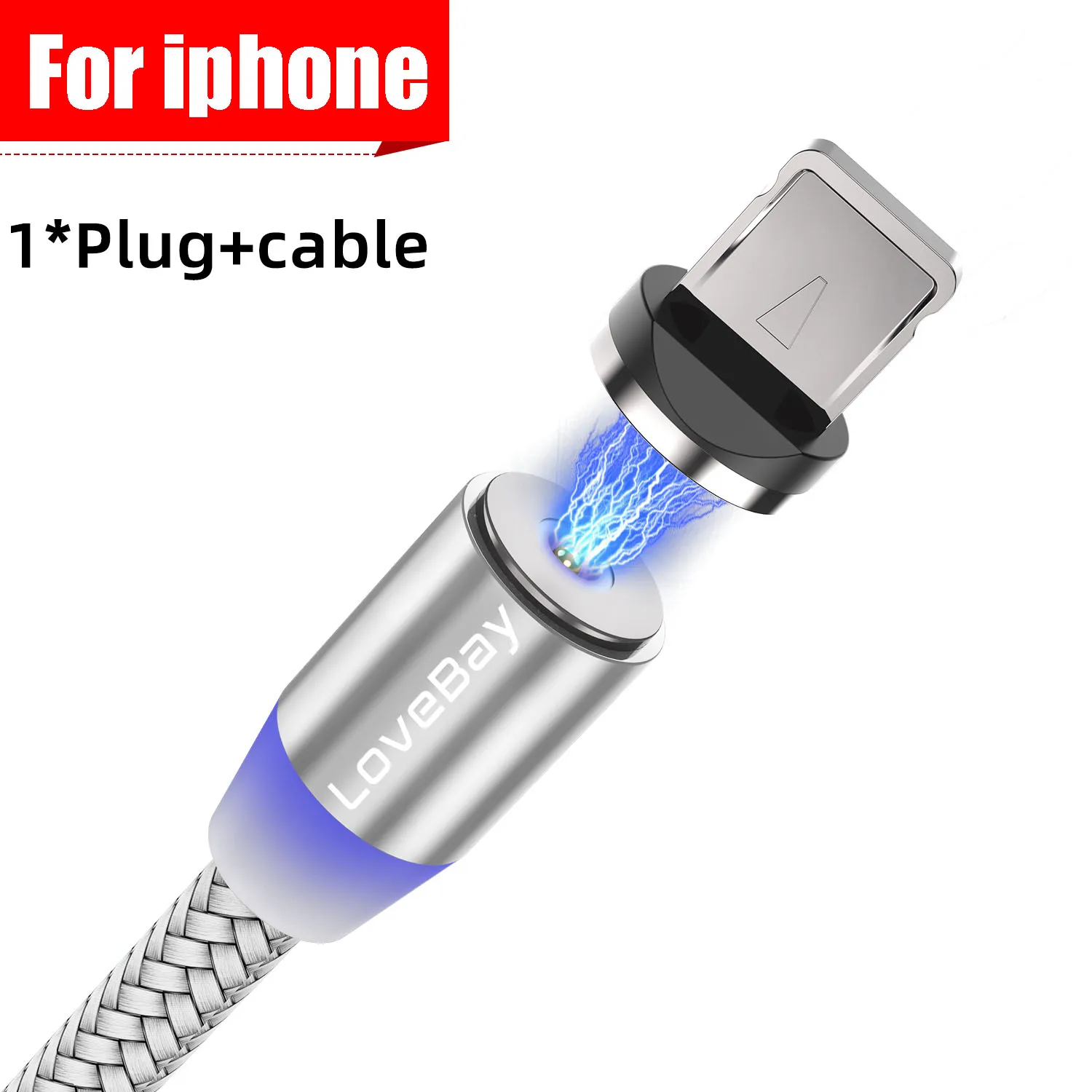 Lovebay Магнитный USB 3 м кабель для быстрой зарядки для Iphone TYPE-C Micro USB шнур Магнит Micro USB кабель для мобильного телефона USB шнур - Цвет: Silver for iphone