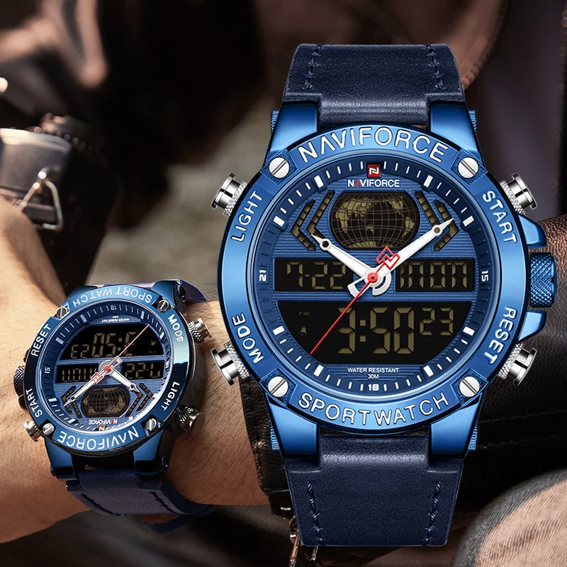 Часы наручные Naviforce мужские Роскошные с двойным дисплеем 2019|Кварцевые часы| |