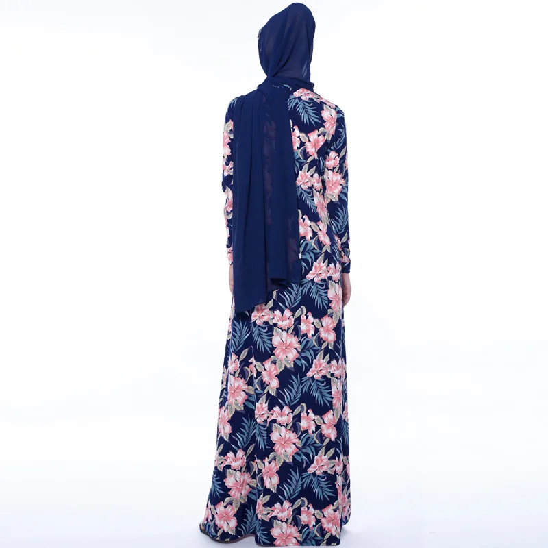 Abayas женская мусульманская одежда с цветочным принтом модные бандажные платья Хиджаб Макси мусульманское платье Бангладеш Кафтан Дубай, Турция Халат