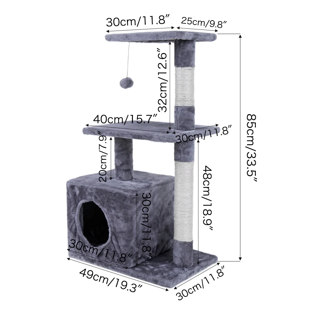 AWJ0420Gray Домашняя кошка дерево Роскошная кошачья башня с двойным Condos вместительный окунь полностью обернутый Когтеточка сизаля и замена - Цвет: AWJ0420Gray