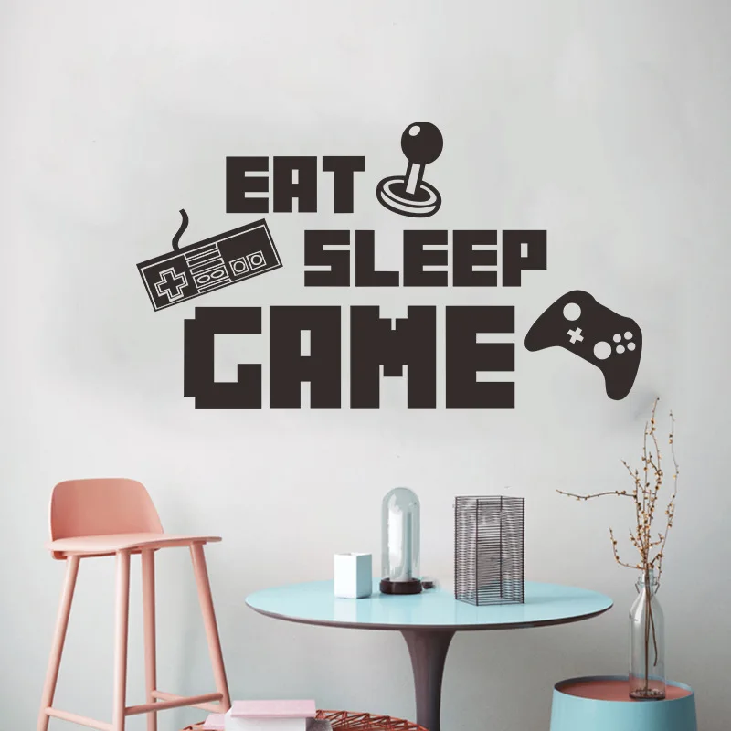 

Home Decoration Personality Wall Stickers Game Machine Eat Sleep Game Living Room Bedroom Decoration Painting Background Map2020