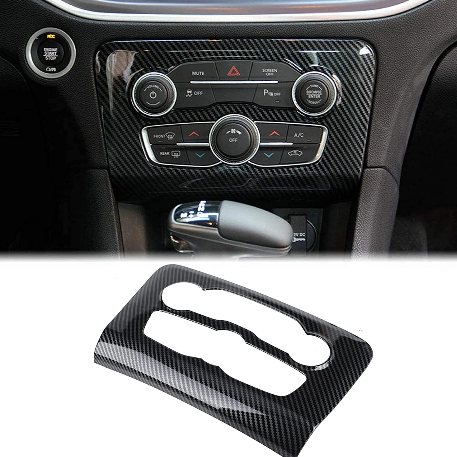 

Carbon Fiber Central Control Air Conditioning A/C Panel Cover tirm for Dodge Charger 2015+