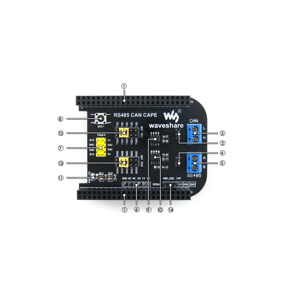 ShenzhenMaker Waveshare RS485 CAN CAPE BB Black BeagleBone характеристики и интерфейсы s DEBUG|Детали