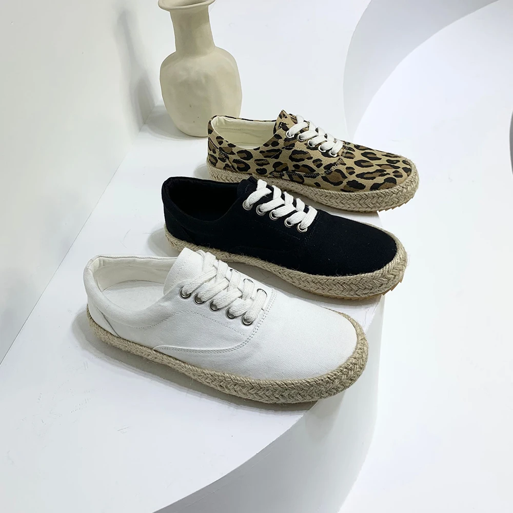 

Women Sneakers Flat Platform shoes summer Canvas Fashion Leopard Round toe Breathable outdoor casual Ladies sneaker 2021
