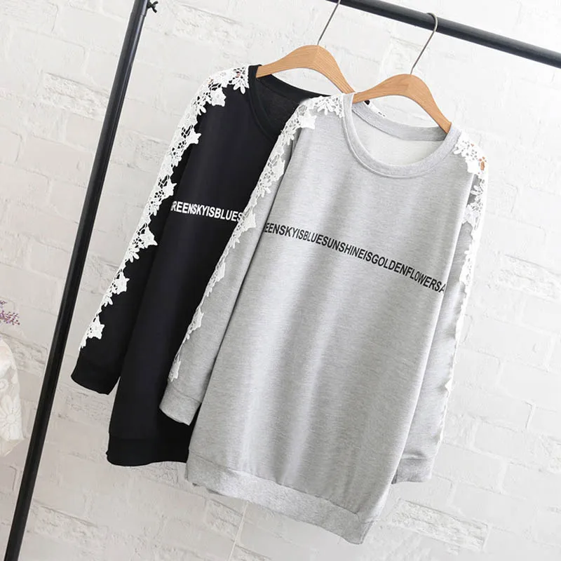 Осенне зимние свитшоты цвет черный/серый Размеры: 150 см 6XL 7XL 8XL 9XL|Женские